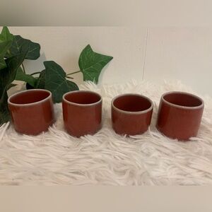 Set of Four Red Handmade Ceramic Expresso Cups